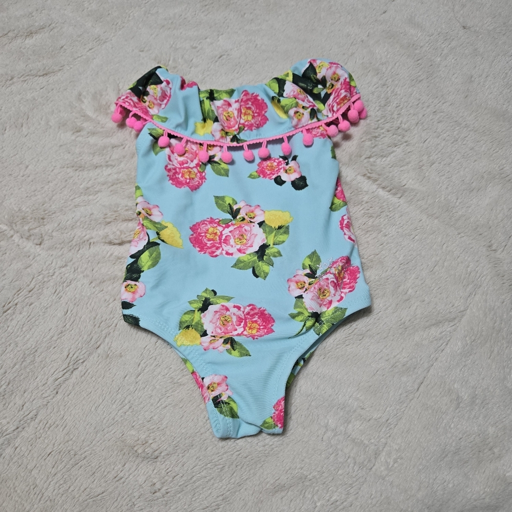 Betsey Johnson swimsuit vibrant floral toddler one piece swimsuit, 2T